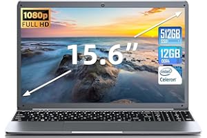 Naclud 15.6 Inch Laptop 12GB RAM 512GB SSD Storage, 1080P Display Full HD Laptop Celeron N5095 Up to 2.8GHz, PC Notebook with Dual Band WiFi, 2xUSB 3.0, Keyboard Film in Eight Languages