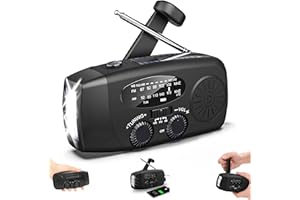 FAIZER Radio Solar de Emergencia con Manivela 2000mAh, Kit de Supervivencia, Radio a Pilas Portátil Am/FM con Dinamo y Panel Solar, Linterna LED, Luz de Lectura, USB, Alarma SOS – para Camping