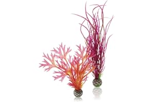 biOrb 46058 Pflanzen Set rot / pink M - künstliches mittelgroßes Natur Dekopflanzen-Set zum Aufhübschen von Süß- und Meerwasseraquarien