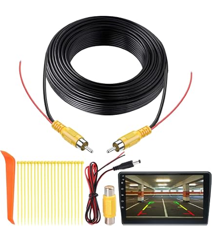 Câble RCA Pour Caméra De Recul 6 Mètres Avec Câble D'alimentation - Double Blindage Anti-interférences - Connecteurs Nickelés - Compatible La Plupart Des Systèmes
