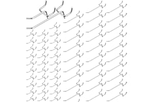 WOPPLXY Lot de 100 Crochet pour Panneaux Perforés, 50 Pièces 5cm + 50 Pièces 10cm Crochet Rayonnage, Crochets Panneau Perforé en Mural pour les Garages, Ateliers, Remises à Outils