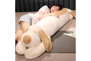 LANPEW Bulldogge Stofftiere Welpe Grau Plüsch Kissen Lang Welpe Plüschtier Ausgestopftes Tier Spielzeug Kuschelkissen Geschenk Plüschkissen (weiß, 110cm)