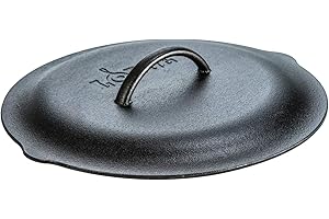 LODGE L10SC3 Cast Iron Cover Lid with Handle and Interior Basting Tips, Black