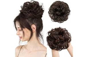 SARLA Messy Hair Bun Scrunchies for Women Girls Hair Buns Donut Updo Hair Pieces Chignon Hair Piece Ponytail Hair Extensions Thick Large Synthetic Brown