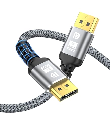 Cavo DisplayPort 2.1 3 Metri, 80 Gbps, 16K@60Hz, 8K@120Hz, 4K@240Hz, HDR, DSC 1.2a, FreeSync/G-Sync, Per PC E Monitor Gaming