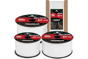 Kamu Synber 425 Paracord 3mm x 50m 100% Nylon Rope 3 Strands Parachute Cord Type II for Outdoor, Crafting, DIY | Support 192kg | White