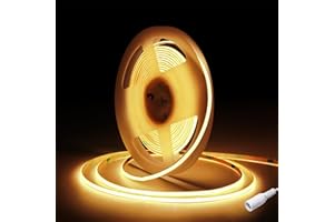 Striscia LED COB 5 metri DC12V,Fosingut 480LED/M Strisce LED Camera Adesive Flessibile,Bianco Caldo 3000K CRI90 4mm Alta Luminosità Luce Plafoniera LED Sottopensile Cucina per Feste,Bar,Casa DIY Decor