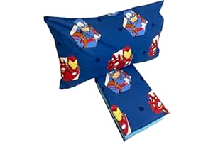 HERMET Marvel, Avengers, Completo Lenzuola Letto Singolo Una Piazza In Flanella di Puro Cotone Completo Lenzuolo Sopra + Sotto con Angoli + Federa