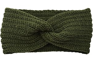 ORBGONS Haarbinder mit Haarreifen Winter Women Cable wärmer weiches Ohr Stretch Headband Stirnband Wolle (Army Green, One Size)