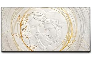 Giallobus - Quadro - 22 - Capezzale Moderno per la casa - Sacra Famiglia - Tela Canvas Telaio Standard - 100x50 - Pronto da Appendere - Quadri Moderni per la casa