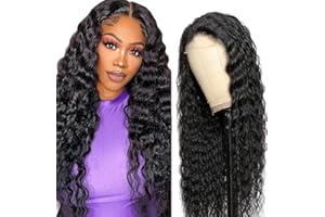 ZESLAERR Lace Front Wig Parrucca Capelli Umani Naturale Parrucca Riccia 5x5 Deep Wave Wig Lace Front Human Hair Wigs Brasiliani Vergini Parrucca Donna Glueless Pre Plucked With Baby Hair 26 Inch