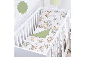 BABYSAFE Housse de Couette pour lit bébé 120 x 90 cm Housse de Couette pour lit bébé 100% Coton Biologique Draps de lit Simple certifiés Oeko-TEX pour Enfants Parure de lit Jungle