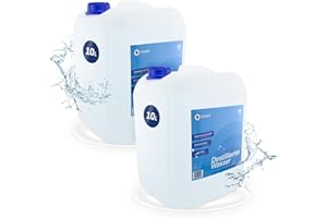 ‎BAUER BLUE Bauer Blue Destilliertes Wasser, Demineralisiert nach VDE 0510 & DIN57510, Ultra-Hochrein für Industrie und Haushalt, Vollentsalzt und Entmineralisiert, Made in Germany, TÜV-Geprüft, [2x10 Liter]