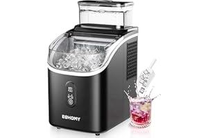 EUHOMY Ice Cube Machine for Worktop, 15 kg Ice Maker, 2 L Ice Cube Machines, 16 Ice Cubes in 13 Minutes, Self-Cleaning Ice Cube Maker for Home/Kitchen/Office, Black