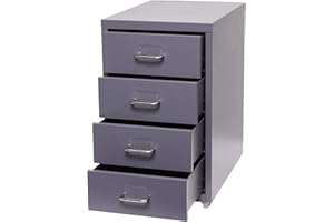 Mendler Cassettiera armadietto Ufficio Boston T851 con Ruote 4 cassetti 48x28x41cm Antracite