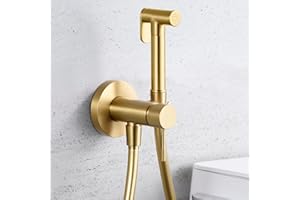 NOLUXA IMEX - Grifo Bidet para WC Empotrado Oro Cepillado | Ducha para Water con Agua Fria y Caliente | Ducha Higiénica para Inodoro con Rociador Bidé | Griferia Sustituto de Bidet | Serie Line