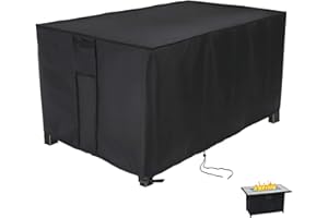 YFUG GO Onlyme Fire Table Cover for Propane Gas FirePit Table, 42 Inch Heavy Duty Waterproof Rectangular Fire Pit Cover, Black (108x62x61cm)
