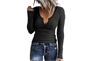 KMDWQF Women's Sexy Long Sleeve U Neck Slim Round Neck Ribbed Knit Solid Color Base T Shirt Rainbow Tops for Women Plaid Christmas Tree Sweatshirt Women 70Th Birthday Gifts for Women Sale Clearance Items