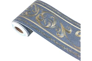 WDragon Floral Pattern Molding Peel Stick Wall Border for Home Decor Bathroom Kitchen,4 inch by 16.4 feet (Navy)