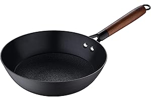 MasterPRO Odín, padella wok con rivestimento antiaderente, 24 x 44 x 7,5 cm, in ferro pressato, manico ergonomico in legno di acacia, utensili da cucina, per tutti i piani cottura
