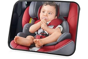 NEUTYPECHIC Specchietto Retrovisore Bambini, Specchio Auto Neonato Sedile Posteriore 100% Infrangibile, Grande Specchietto Retrovisore Auto con Ampia Visuale Chiara, Accessori Neonato, Nero