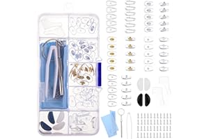 SUSSURRO Eye Glasses Nose Pads, 27 Pairs Silicone Screw-in Nose Pads Glasses Repair Kit with Tweezer Screws Cleaning Cloth Ear Hooks for Most Eyeglasses