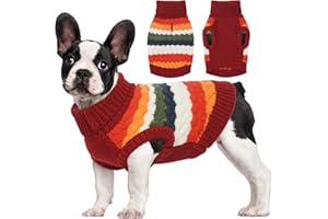 Kuoser Pull en Tricot pour Chien, Gilet d'hiver Chaud pour Chiens de Petite Et Moyenne Taille, Pull de Noël à Col Roulé pour Chiot, Manteau pour Temps Froid, Chandail pour Chien, XS-XXL