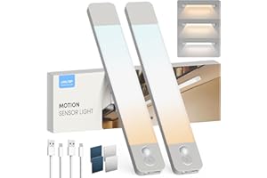 LROLTEF Luce LED Sottopensile Cucina 20CM 1100mAh 3 Temperature di Colore Luci con Sensore Spostamento Sensore di Movimento Armadio Lampada Dimmerabile per Cucina Scale Soggiorno Camere da Letto 2P