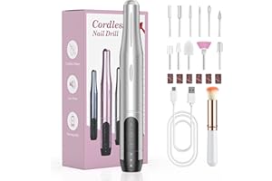 PONOSEU Nagelfräser für Gelnägel Elektrische Kabellos, Kabellos Maniküre Set Elektrisch 11 in 1, Wireless Elektrische Nagelfeile Nail Drill für Acryl-/ Gel-/ Naturnägel/Entfernen, Aufladbar