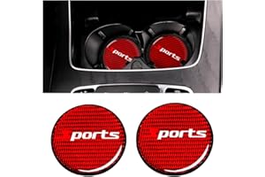 BESULEN Car Cup Holder Coaster, 2 PCS Carbon Fiber Non-Slip Embedded Coasters, Universal 2.75 Inch Cup Holder Insert Coaster Pad, Sports Racing Durable Drink Mat, Car Interior Accessories (Red/Sports)