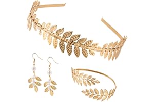 Mikovivi Accesorios de Diosa Griega, Aleación Primera Calidad Joyas Diosa Griega Diadema Pendientes y Brazaletes para Mujeres y Niñas Tocados Suministros de Decoración para Ceremonias de Boda