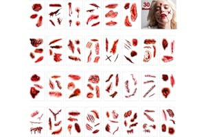 FRCOLOR 30 Sheets Halloween Narben Zombie Scar Wounds Stickers Temporary Body Art Fake Skin Scar Tattoo