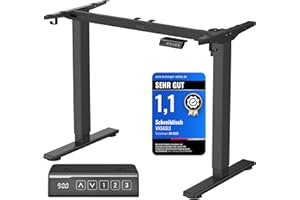 ‎VASAGLE VASAGLE Höhenverstellbarer Schreibtisch elektrisch, Tischgestell, Schreibtischständer, ohne Tischplatte, mit 2 Haken, Memory-Funktion mit 3 Höhen, Stahl, tintenschwarz LSD021B01V2