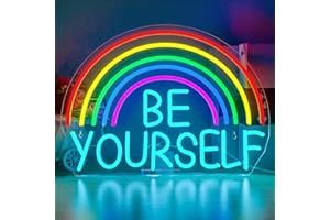 Horseneon Rainbow Neon Light Sign be yourself Neon Light for Wall USB Dimmer Neon Lights Colorful Neon Sign for Bedroom Living Room Kids Room Wedding Party Bar