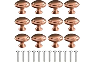 MengH-SHOP Boutons de Porte Rond Boutons de Tiroir Poignées de Tiroir avec Vis pour Armoire Bureau Table de Chevet Bibliothèque Meubles 30mm Cuivre Rouge 12 Pièces