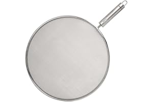 Fackelmann Opal Splatter Screen 29cm, Cooking Splatter Guard for Frying Pan, Grease Splash Guard, Stainless Steel Extra Fine Mesh, 42.5x29x2.5cm, Silver