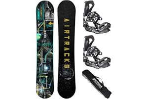 Airtracks Snowboard Set Tavola Data Flat Zero Rocker Wide Uomo + Attacchi Master + Sacca Nuovi 150 155 160 164 cm