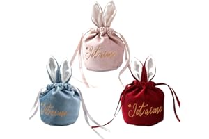 RAJTTS Velvet Bunny Bags,Easter Bunny Bags,Bunny Ear Drawstring Gift Easter Bags,Bunny Bags Velvet Snack Bag Party Biscuit Packaging Bag,Easter Bags For Birthday Party Wedding Baby Shower Easter Decorations