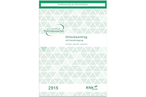 ‎RNKVERLAG RNKVERLAG 2915 - Urlaubsantrag Block, mit 50 Blatt, DIN A5, 1 Stück