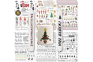 ENYACOS Kerzentattoos Weihnachten,8pcs Kerzenfolie,kerzenfolien weihnachte,wasserschiebefolie weihnachten, kerzen tattoo weihnachten,kerzentattoos stabkerzen sprüche für Glückslicht (a)
