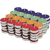 Amazon Brand - Solimo Colored Wax Tealight Candles (Set of 100, Unscented)