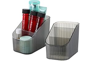 OSteed Black Makeup Organiser Box for Vanity, Makeup Brush Holder with 6 Cups, Skincare Beauty Cosmetic Storage Box, Dressing Table Organiser Storage, Toiletry Organiser