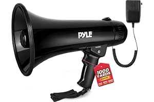 Pyle Megafon med Siren, 40 W, Räckvidd upp till 915 m, Justerbar Volym, Portabel Bullhorn för Sport, Skolor, Evenemang, Säkerhet & Träning