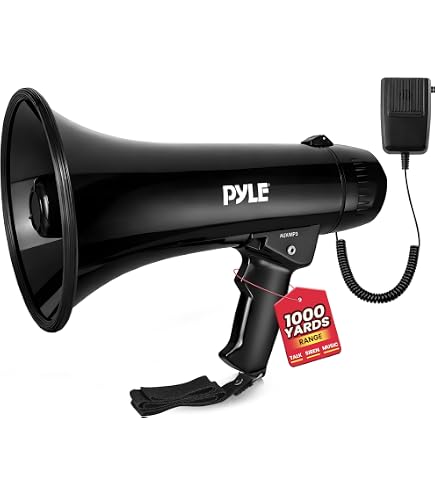 Vonyx MEG050L Mégaphone avec Lampe Torche 50W, Idéal pour Manifestations et Matchs Sportifs - Jusqu'à 1 km, Bluetooth - TV Son Photo