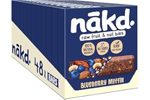 Nakd Blueberry Muffin Natural Fruit & Nut Bars - Vegan - Healthy Snack - Gluten Free - 35g x 48 bars