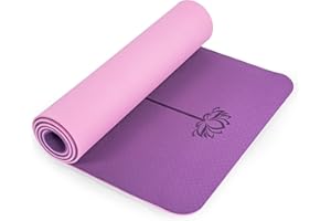 Marjar Yogamatte Rutschfest Gymnastikmatte TPE Fitnessmatte für Yoga Übungsmatte mit Tragegurt Sportmatte 183 cm x 61 cm x 0.6/0.8 cm