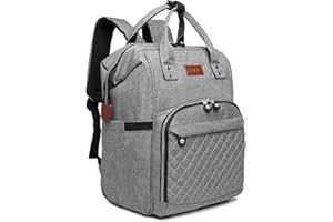 KONO Baby Wickeltasche Wickelrucksack Multifunktions Reise Rucksack mit großer Kapazität und 2 Kinderwagengurten (Grau)