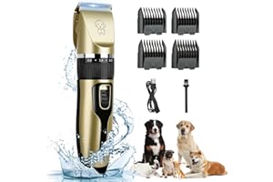 TIMIYOU Leise Hundeschermaschine, Profi IPX7 Tierhaarschneidemaschine, Schermaschine Hund, Schnurlosen Haarschneidemaschine Hunderasierer Hunde Schermaschinen für Langhaar Katze dicke/verfilzte Tierhaare