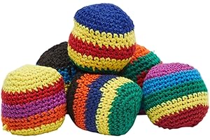 BLUE PANDA 6 Pack Bean Bag Balls, Knitted Cotton Foot Bag Juggling Sacks for Party Favors, Goodie Bags, Indoor, Outdoors, Hand-Eye Coordination (Assorted Designs)