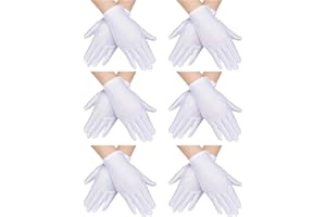 YFHUVB 12 Pairs Kids White Gloves, White Cotton Glove Girls Boys Cosplay Costume Dress Glove, Cotton Gloves for Eczema Kids, Wrist Formal Glovess for Party ﻿